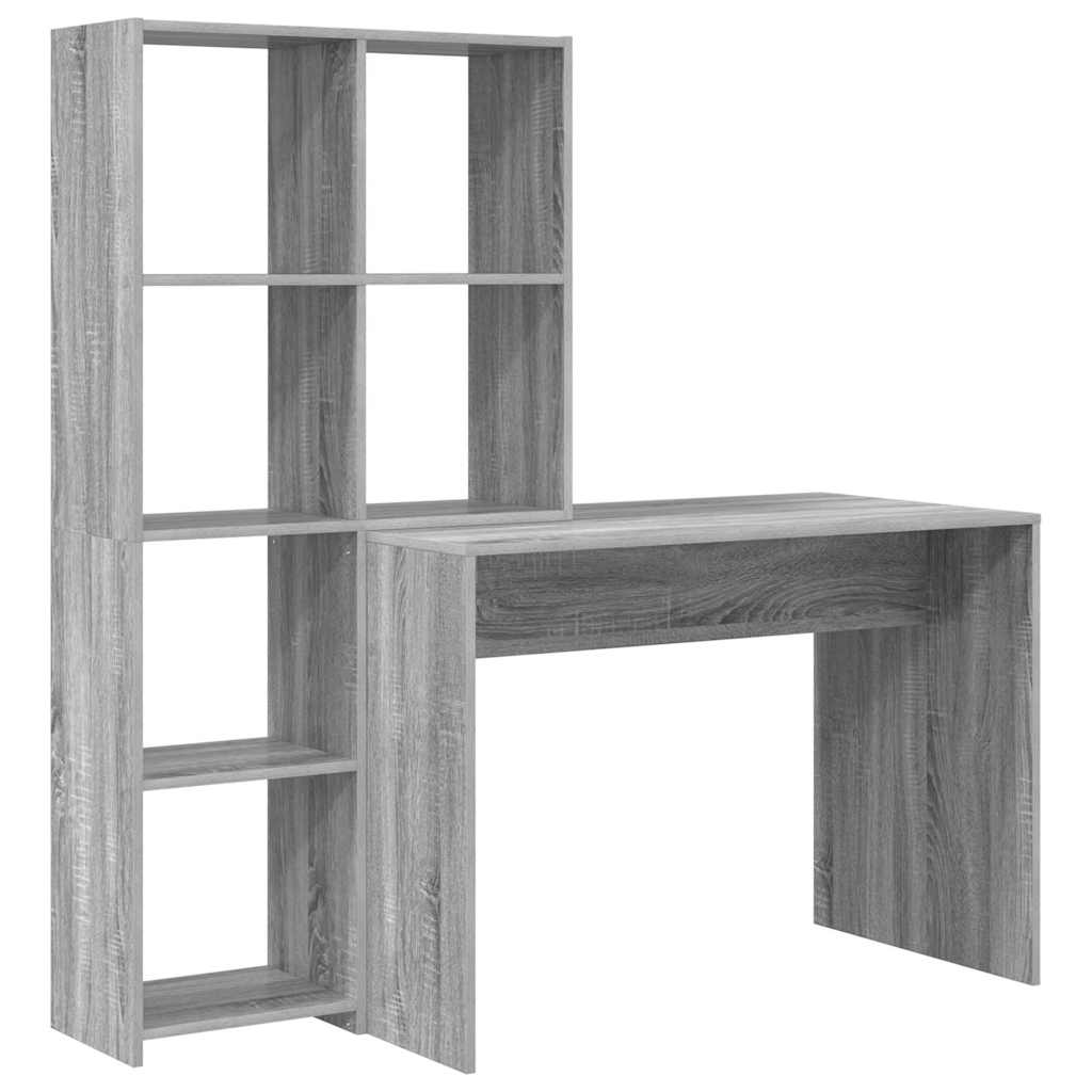 Desk with Shelf Grey sonoma 138.5 x 55 x 143 cm Engineered wood